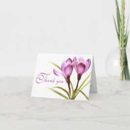 Tarjeta de agradecimiento de boda con flor púrpura