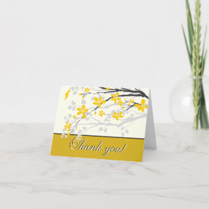 Tarjeta de agradecimiento de boda con flores amari