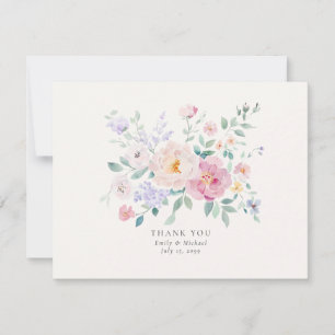 Tarjeta de agradecimiento de boda con flores de ac