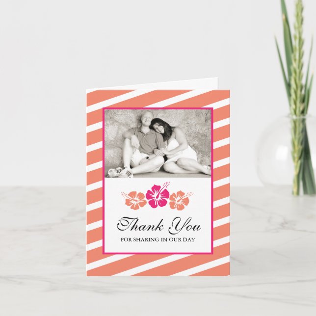 Tarjeta de agradecimiento de boda con flores de Hi (Anverso)