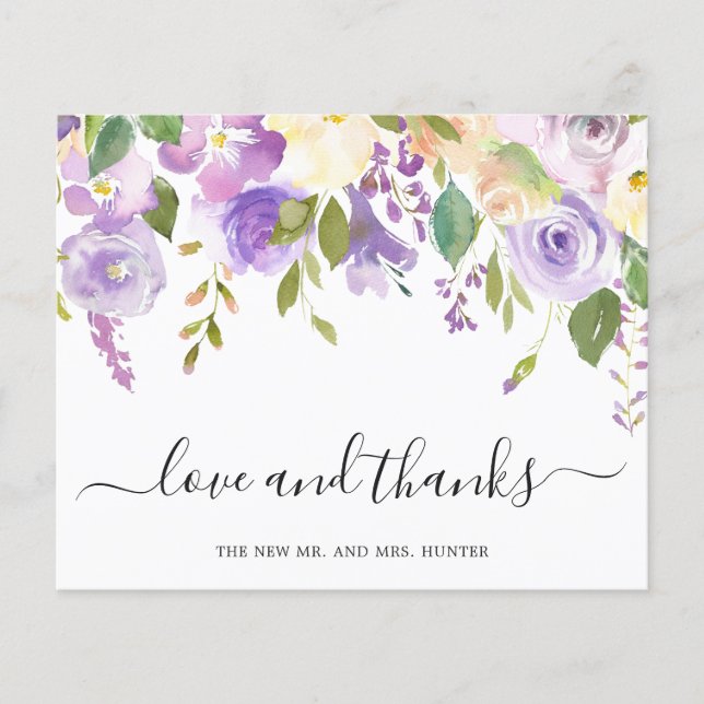 Tarjeta de agradecimiento de boda con flores de li (Anverso)