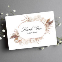 Tarjeta de agradecimiento de boda con flores de ot