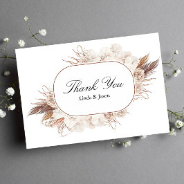 Tarjeta de agradecimiento de boda con flores de ot