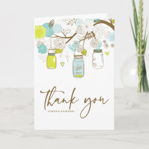 Tarjeta de agradecimiento de boda con flores de ve