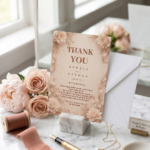 Tarjeta de agradecimiento de boda con flores perso