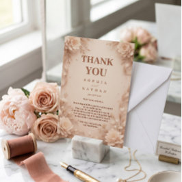 Tarjeta de agradecimiento de boda con flores perso