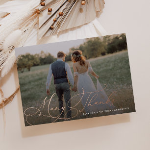 Tarjeta de agradecimiento de boda con foil de much