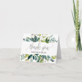 Tarjeta de agradecimiento de boda con follaje