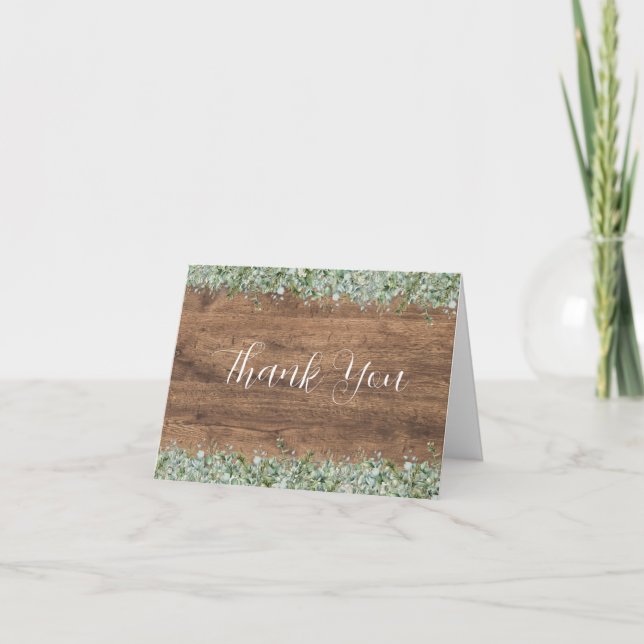 Tarjeta de agradecimiento de boda con follaje de e (Anverso)