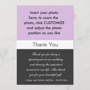 Tarjeta de agradecimiento de boda con foto.