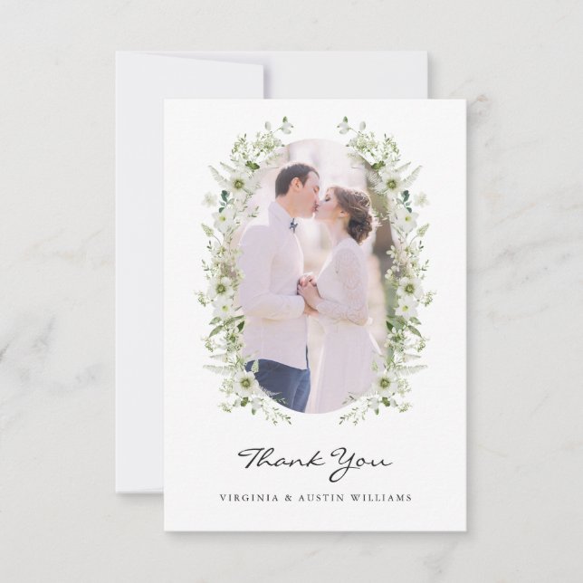 Tarjeta de agradecimiento de boda con foto (Anverso)