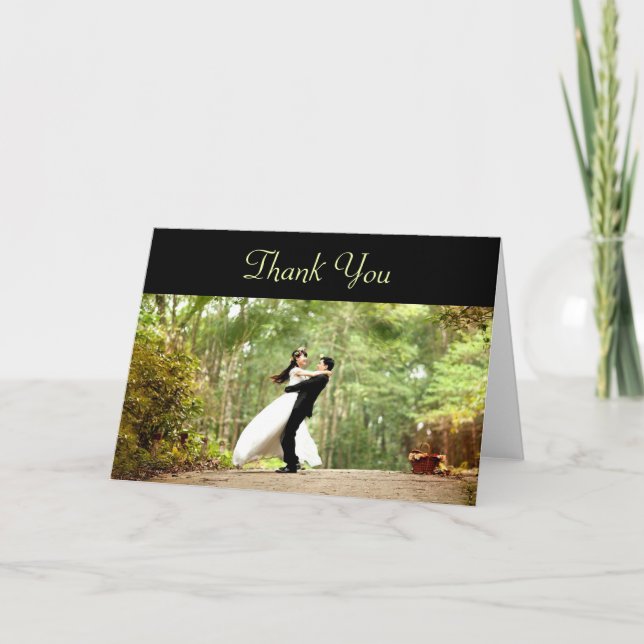 Tarjeta de agradecimiento de boda con foto (Anverso)