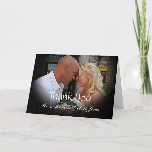 Tarjeta de agradecimiento de boda con foto (Anverso)