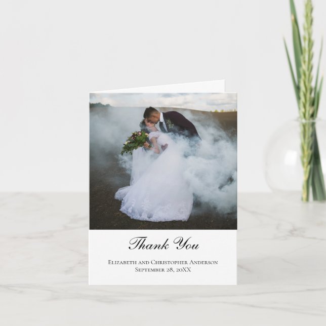 Tarjeta de agradecimiento de boda con foto (Anverso)