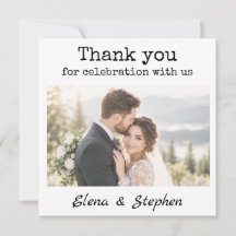 Tarjeta de agradecimiento de boda con foto