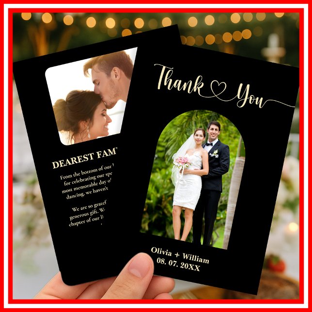 Tarjeta de agradecimiento de boda con foto amarill (Subido por el creador)