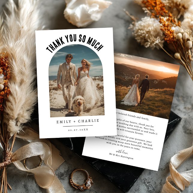 Tarjeta de agradecimiento de boda con foto arquead (Subido por el creador)