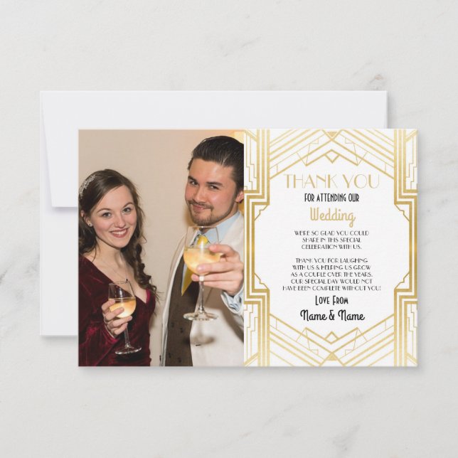 Tarjeta de agradecimiento de boda con foto Arte De (Anverso)