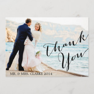 Tarjeta de agradecimiento de boda con foto chic