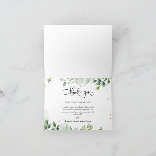 Tarjeta de agradecimiento de boda con foto Chic Gr (Interior)