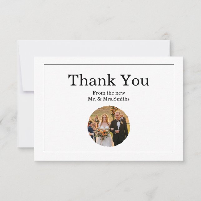 Tarjeta de agradecimiento de boda con foto circula (Anverso)