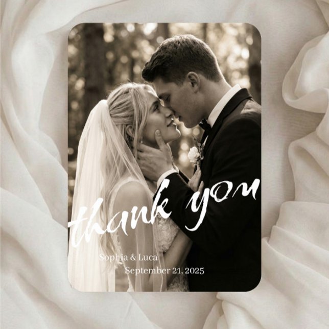 Tarjeta de agradecimiento de boda con foto clásica (Subido por el creador)