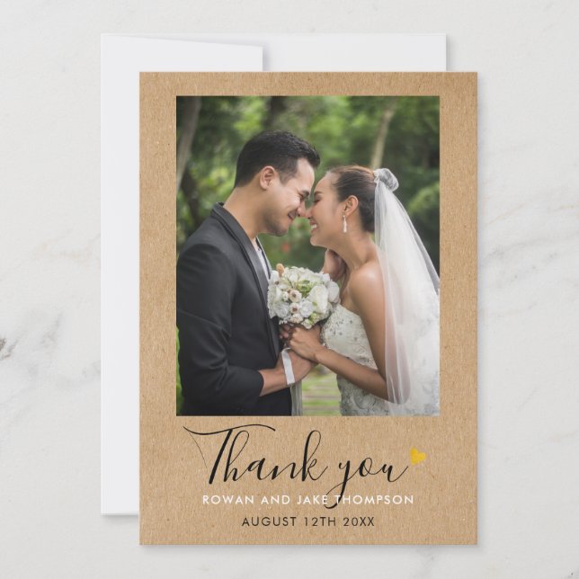 Tarjeta de agradecimiento de boda con foto con gui (Anverso)