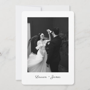Tarjeta de agradecimiento de boda con foto con gui