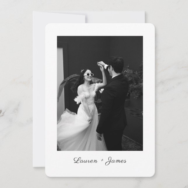 Tarjeta de agradecimiento de boda con foto con gui (Anverso)