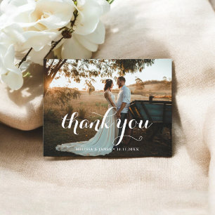Tarjeta de agradecimiento de boda con foto con gui