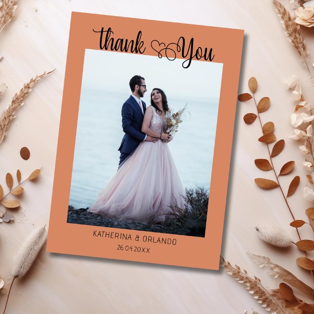 Tarjeta de agradecimiento de boda con foto con let (Subido por el creador)