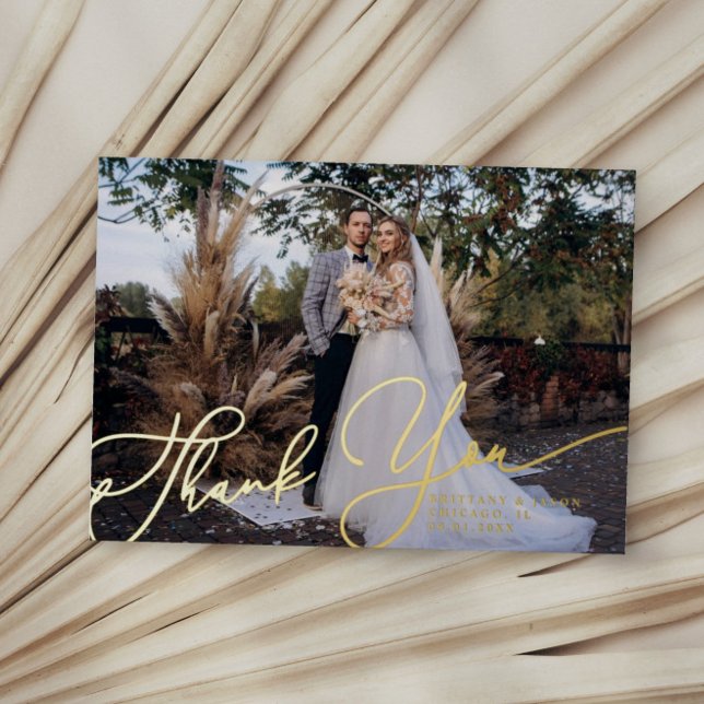 Tarjeta de agradecimiento de boda con foto con let (Subido por el creador)