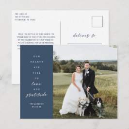 Tarjeta de agradecimiento de boda con foto Corazon