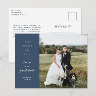 Tarjeta de agradecimiento de boda con foto Corazon