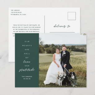 Tarjeta de agradecimiento de boda con foto Corazon