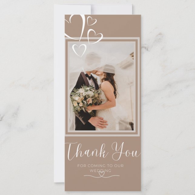Tarjeta de agradecimiento de boda con foto corazon (Anverso)