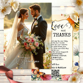 Tarjeta de agradecimiento de boda con foto de acua