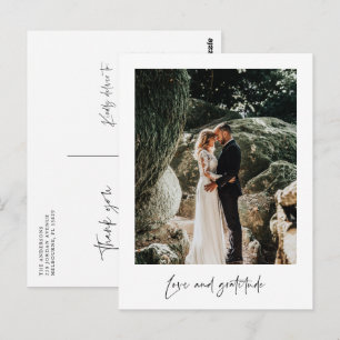 Tarjeta de agradecimiento de boda con foto de amor