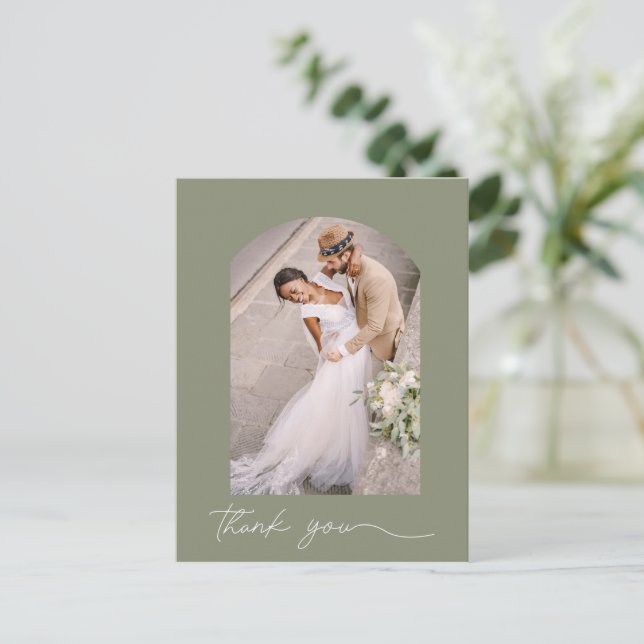 Tarjeta de agradecimiento de boda con foto de arco (Anverso de pie)