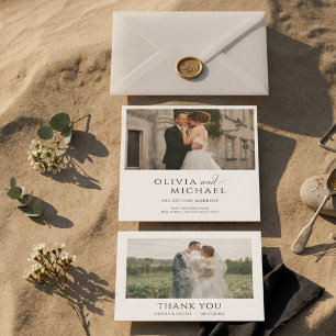 Tarjeta de agradecimiento de boda con foto de camp