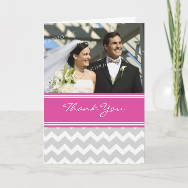 Tarjeta de agradecimiento de boda con foto de Chev (Anverso)