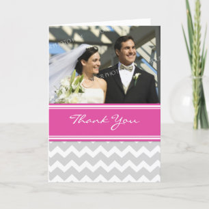 Tarjeta de agradecimiento de boda con foto de Chev