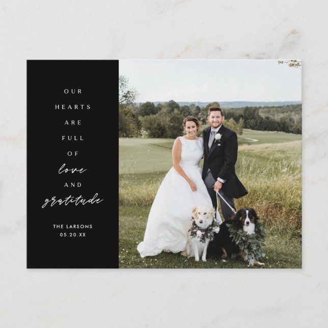Tarjeta de agradecimiento de boda con foto de cora (Anverso)