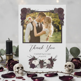 Tarjeta de agradecimiento de boda con foto de crán