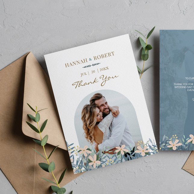 Tarjeta de agradecimiento de boda con foto de flor (Subido por el creador)