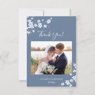 Tarjeta de agradecimiento de boda con foto de flor