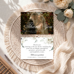 Tarjeta de agradecimiento de boda con foto de foll