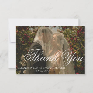 Tarjeta de agradecimiento de boda con foto de foll
