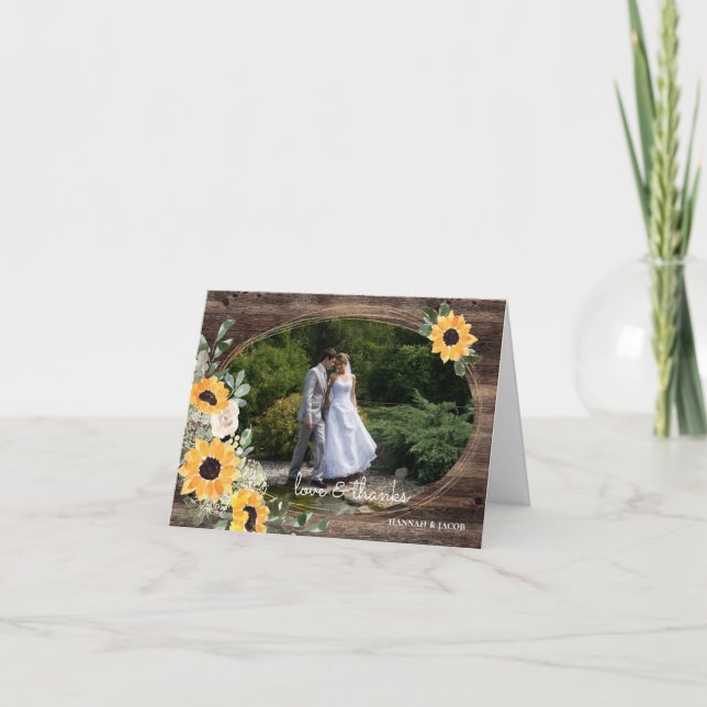Tarjeta de agradecimiento de boda con foto de gira (Anverso)
