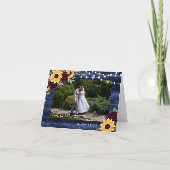 Tarjeta de agradecimiento de boda con foto de gira (Anverso)